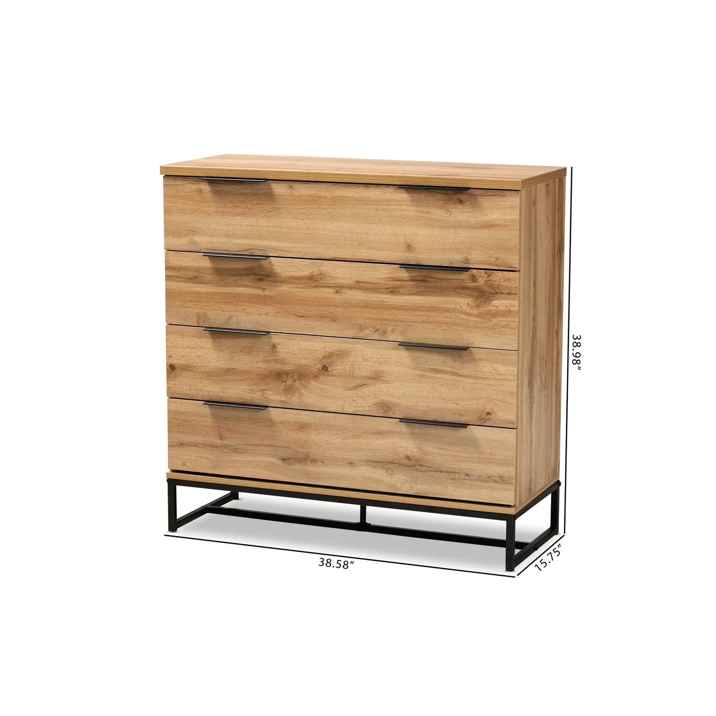 Reid Contemporary Solid Oak Wood 4-Drawer Chest of Drawers