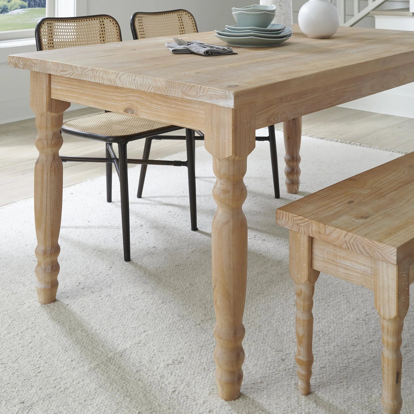 Driftwood Solid Wood Farmhouse Dining Table