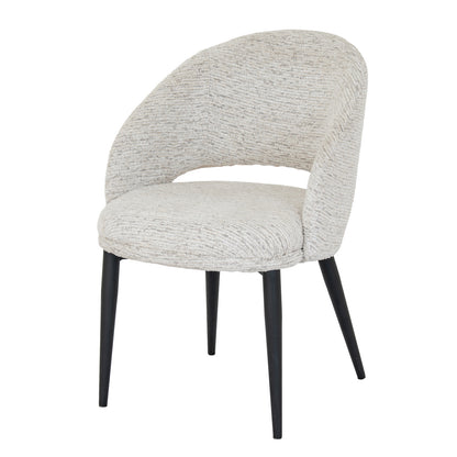 Dining chair with textured white backrest and seat 