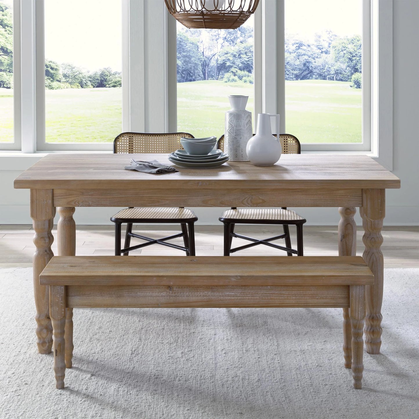 Driftwood Solid Wood Farmhouse Dining Table