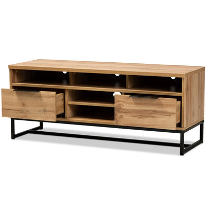 Reid Contemporary Oak Solid Wood 2-Drawer TV Stand