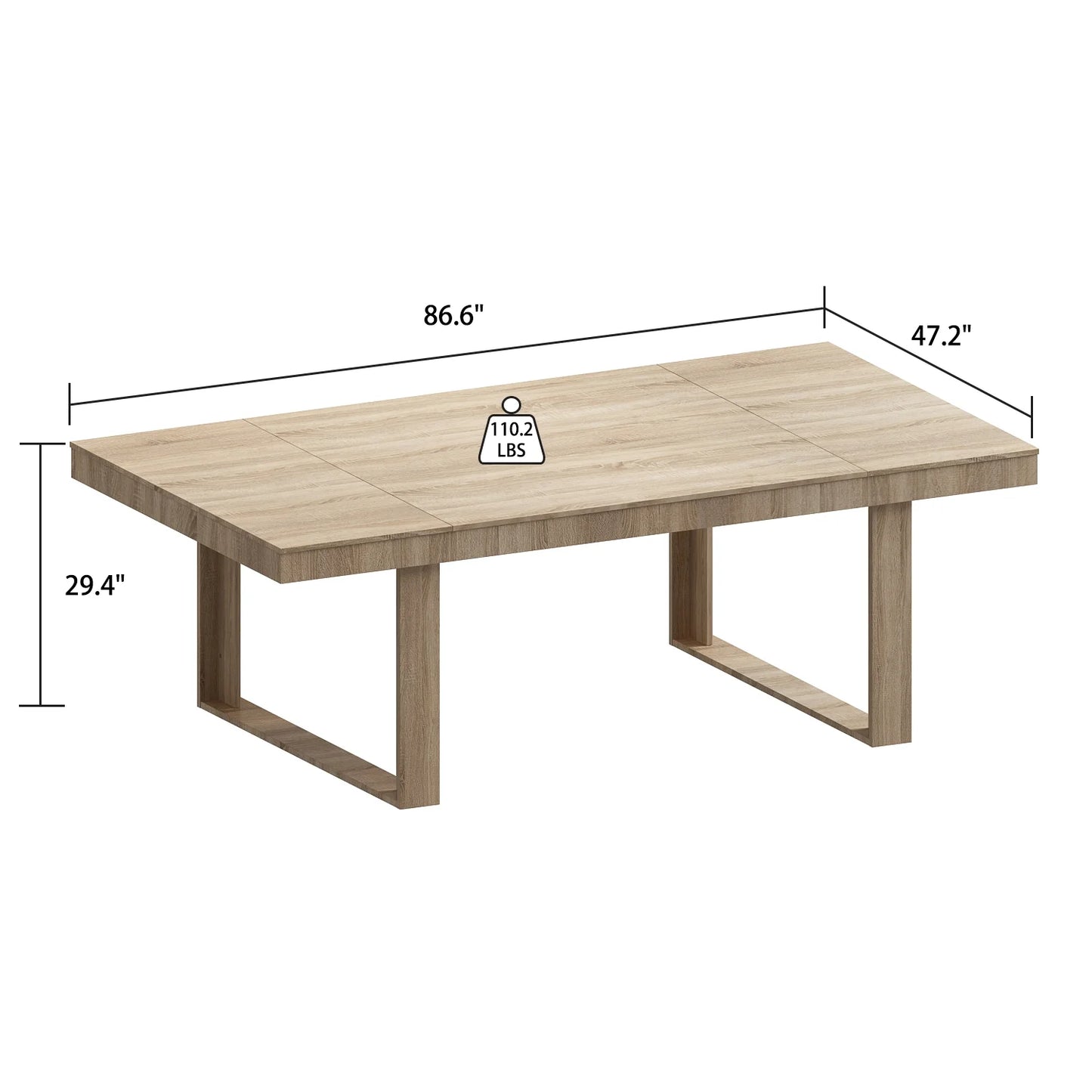 Contempo Solid Wood Oak Dining Table