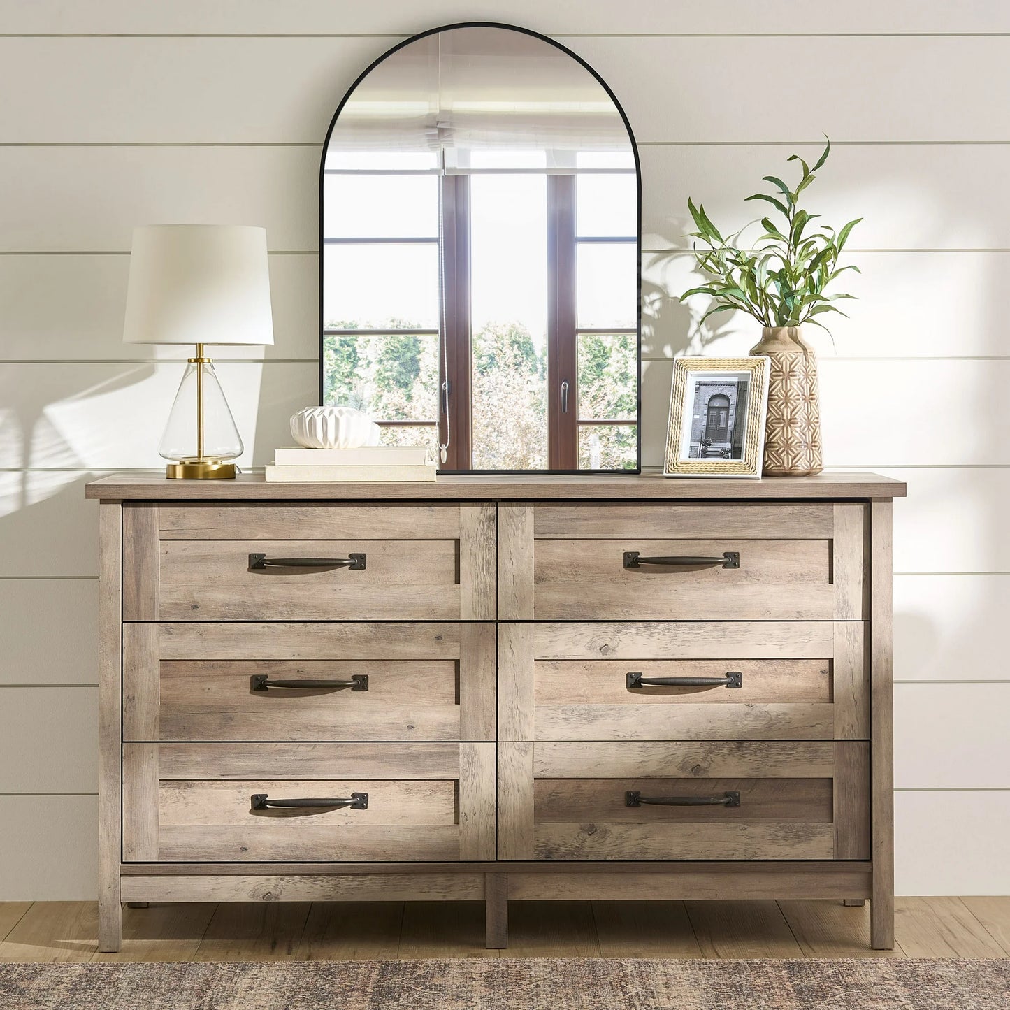 Modern Farmhouse Solid Oak 6-Drawer Chest of Drawers