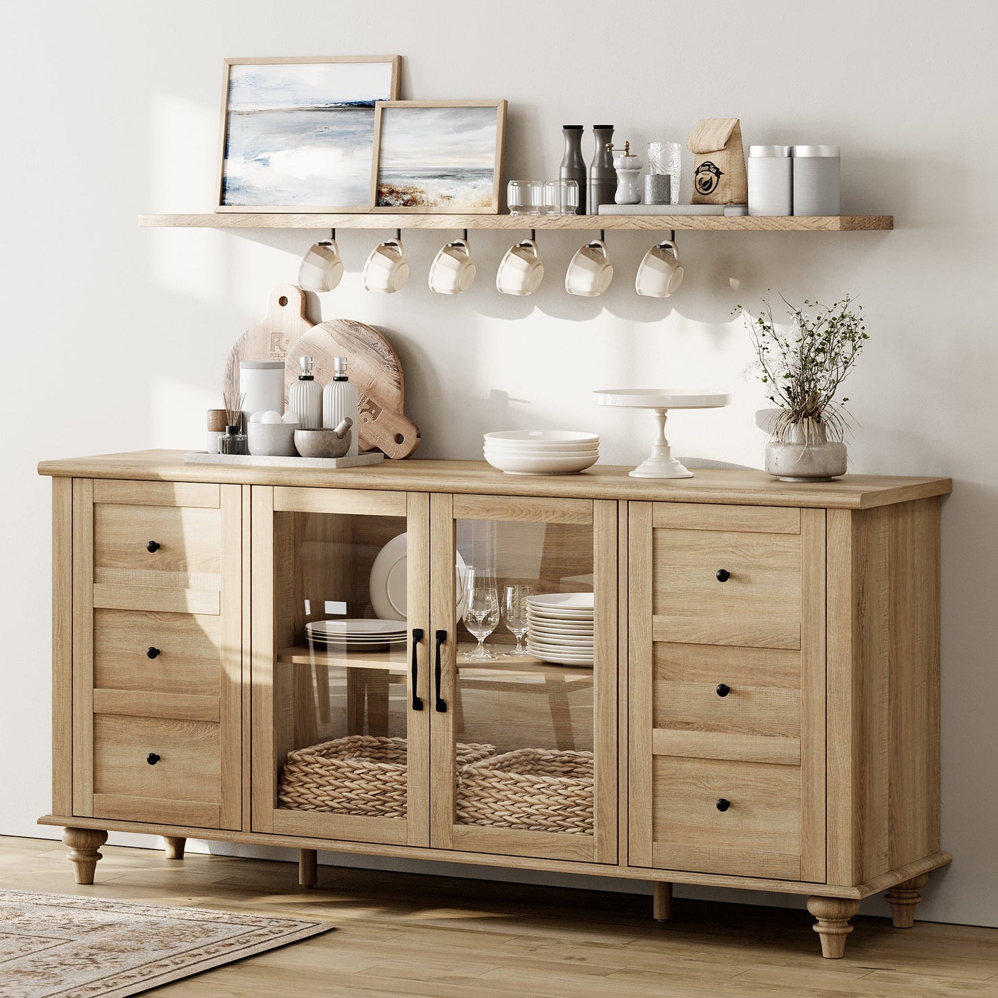 Granary Farmhouse Oak 6-Drawer Sideboard